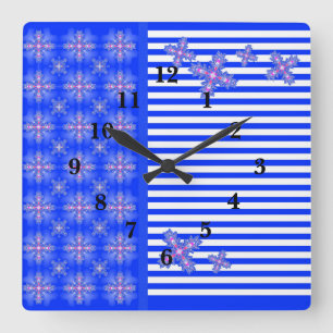 Artdeco Flowers in Retro Style Quadratische Wanduhr