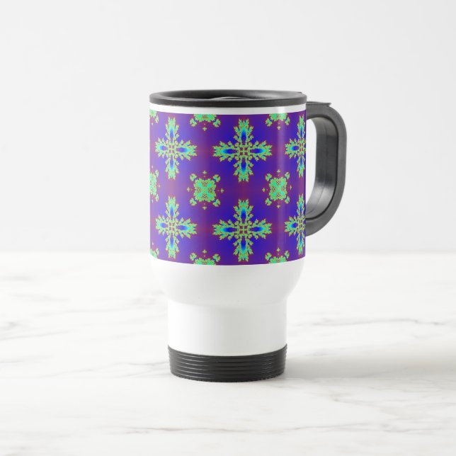 Artdeco Flowers in Retro Style Reisebecher (VorderseiteRechts)