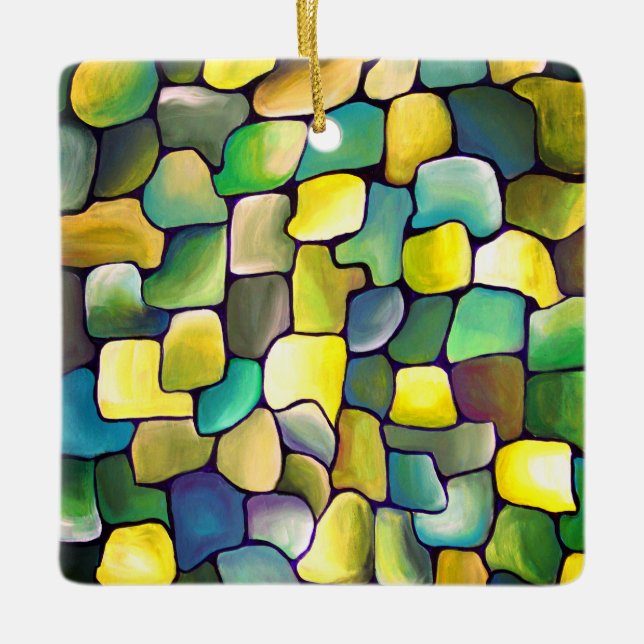 ArtDeco Watercolor Muster Tile Modern Abstrakt Keramikornament (Vorderseite)