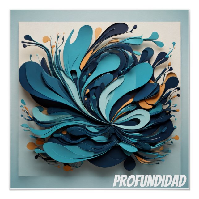 Arte Abstracto Marino Profundidad Azul Poster (Vorderseite)