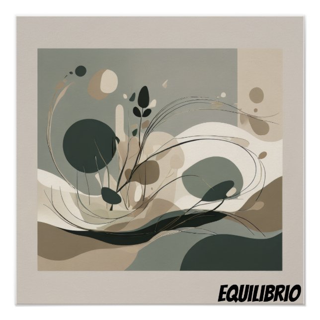 Arte Abstracto Minimal Equilibrio Natural Poster (Vorderseite)