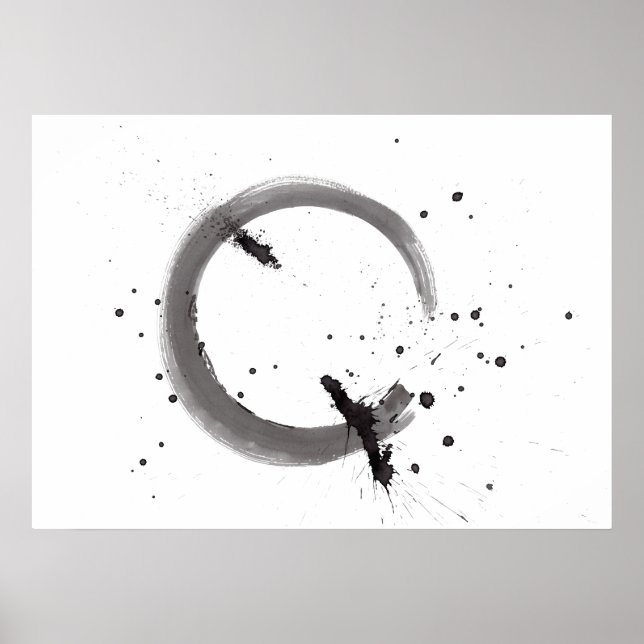 Arte abstrata preto e branco em aquarela poster (Vorne)