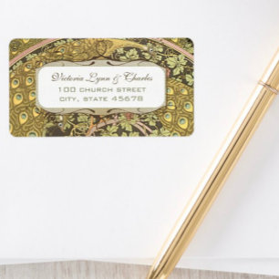 Arte Art Nouveau Vineyard Peacock UAWG Adressaufkleber