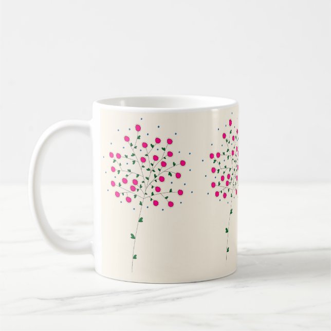 Arte Botânica Harmônica com Flores Rosas e Folhas Kaffeetasse (Links)