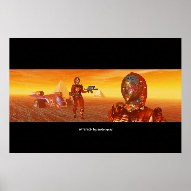 ARTE CYBORG, WÜSTE HYPERION, SCIENCE FICTION Scifi Poster (Vorne)