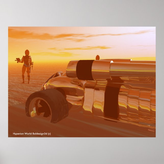 ARTE CYBORG, WÜSTE HYPERION, SCIENCE FICTION Scifi Poster (Vorne)