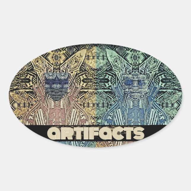 Artefakte 4 Fliegenköpfe 3 "oval" Ovaler Aufkleber (Vorderseite)