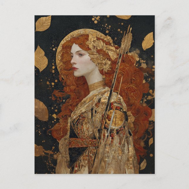 Artemis: Die Herbstunst im Jugendstil Postkarte (Vorderseite)