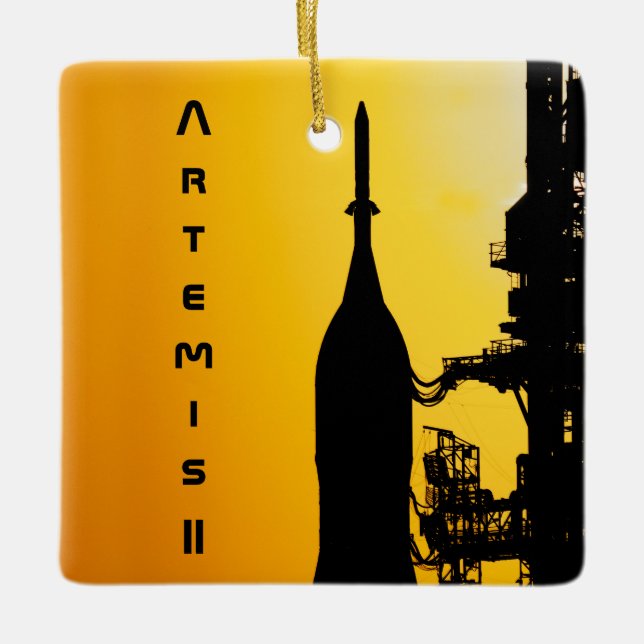 Artemis II auf der Startrampe Keramikornament (Vorderseite)