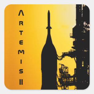 Artemis II auf der Startrampe Quadratischer Aufkleber