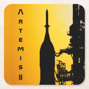 Artemis II auf der Startrampe Rechteckiger Pappuntersetzer
