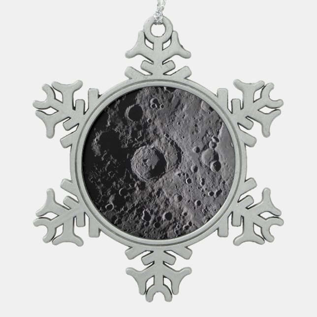 Artemis II Lunar Craters Schneeflocken Zinn-Ornament (Vorderseite)