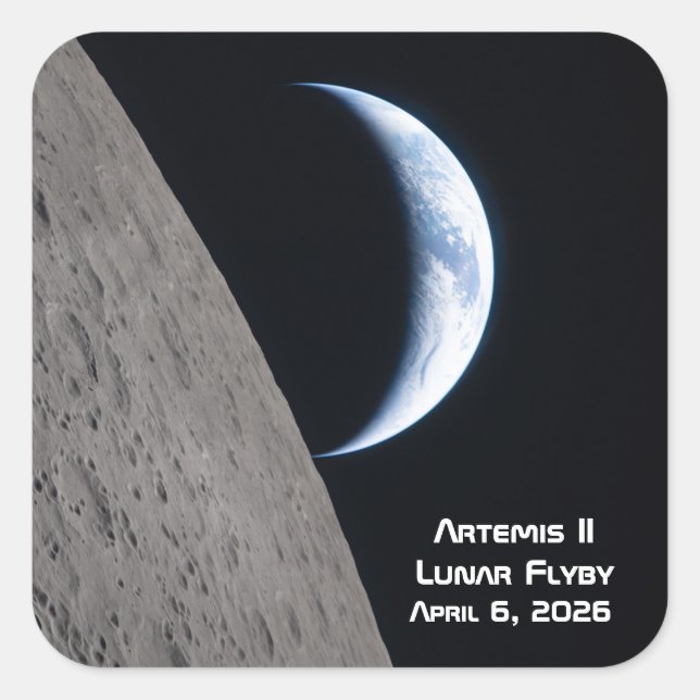 Artemis II Lunar Flyby Quadratischer Aufkleber (Vorderseite)