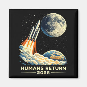 Artemis ii Mondmission 2026 Menschen kehren retro  Magnet