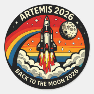 Artemis II Mondmission 2026 Poster   NASA Rakete Runder Aufkleber
