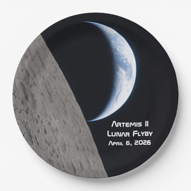 Artemis II Mondvorbeiflug Pappteller (Vorderseite)