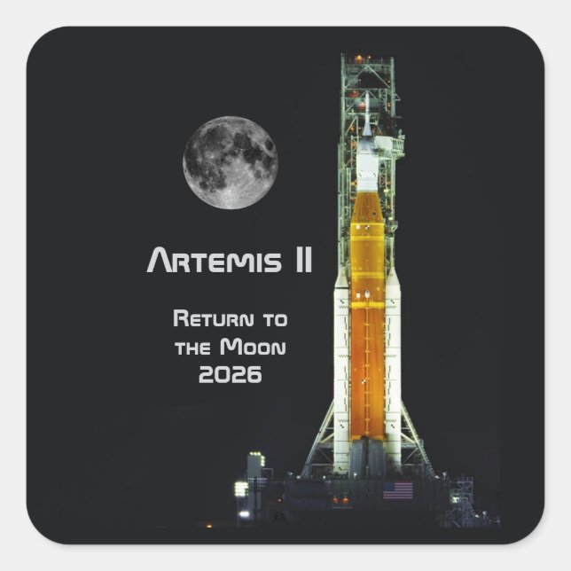 Artemis II Moon Mission Quadratischer Aufkleber (Vorderseite)