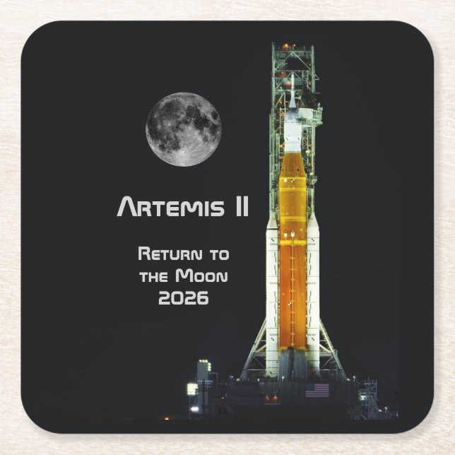 Artemis II Moon Mission Rechteckiger Pappuntersetzer (Vorderseite)