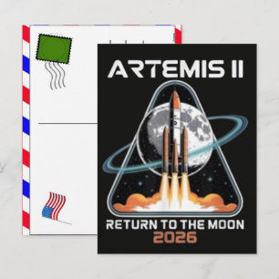Artemis II Start in Richtung Mond 2026 Feiertagspostkarte