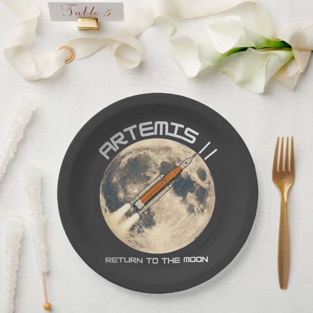 Artemis-Mondmission Pappteller (Hochzeit)