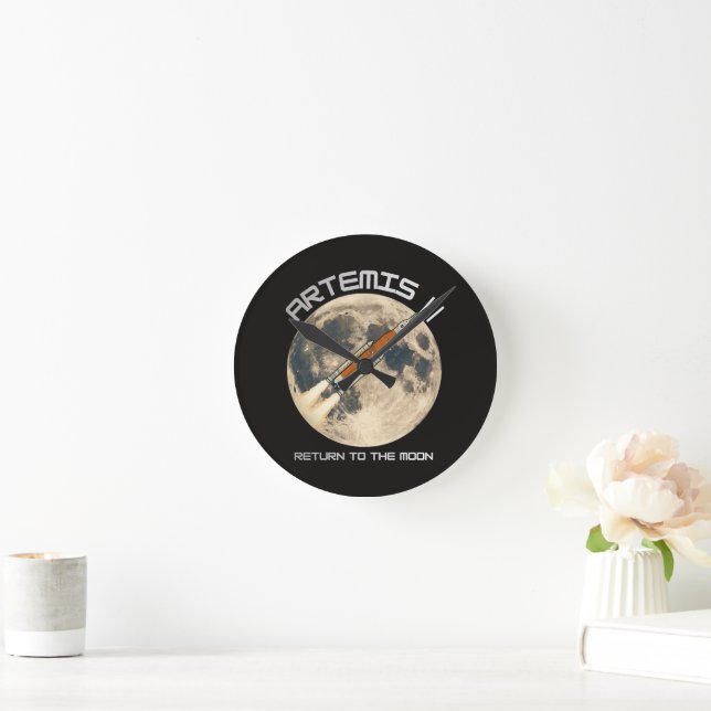 Artemis-Mondmission Runde Wanduhr (Zuhause)