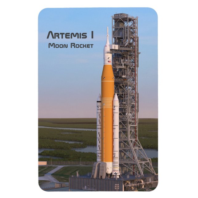 Artemis One Moon Rocket auf Pad Magnet (Vertikal)
