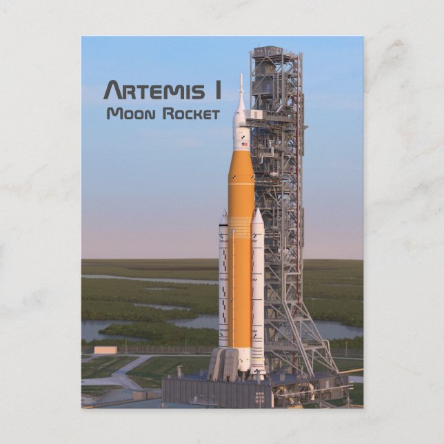 Artemis One Moon Rocket auf Pad Postkarte (Vorderseite)