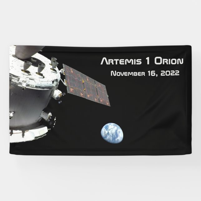 Artemis Orion Spacecraft Blauer Marmor Banner (Horizontal)