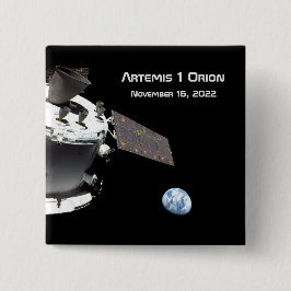 Artemis Orion Spacecraft Blauer Marmor Button