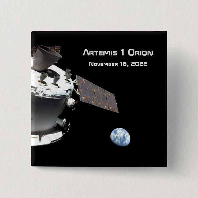 Artemis Orion Spacecraft Blauer Marmor Button (Vorderseite)