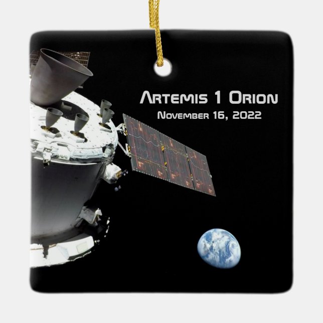 Artemis Orion Spacecraft Blauer Marmor Keramikornament (Vorderseite)