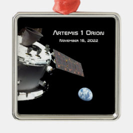 Artemis Orion Spacecraft Blauer Marmor Ornament Aus Metall
