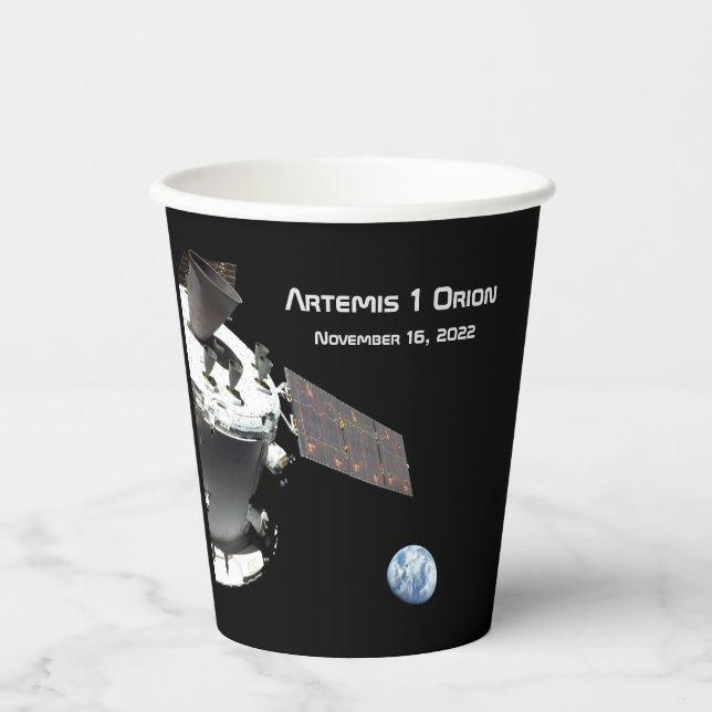 Artemis Orion Spacecraft Blauer Marmor Pappbecher (Vorderseite)
