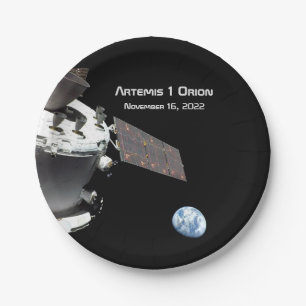 Artemis Orion Spacecraft Blauer Marmor Pappteller