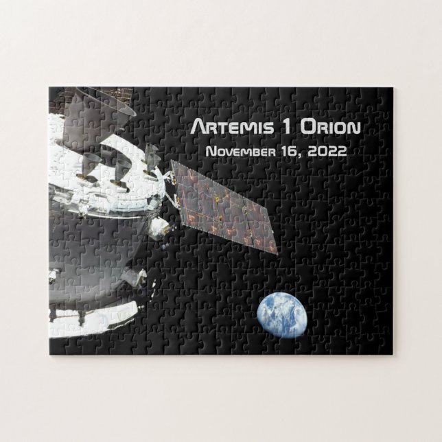 Artemis Orion Spacecraft Blauer Marmor Puzzle (Horizontal)