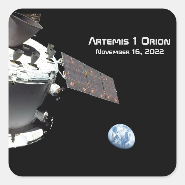 Artemis Orion Spacecraft Blauer Marmor Quadratischer Aufkleber (Vorderseite)