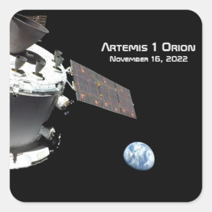 Artemis Orion Spacecraft Blauer Marmor Quadratischer Aufkleber