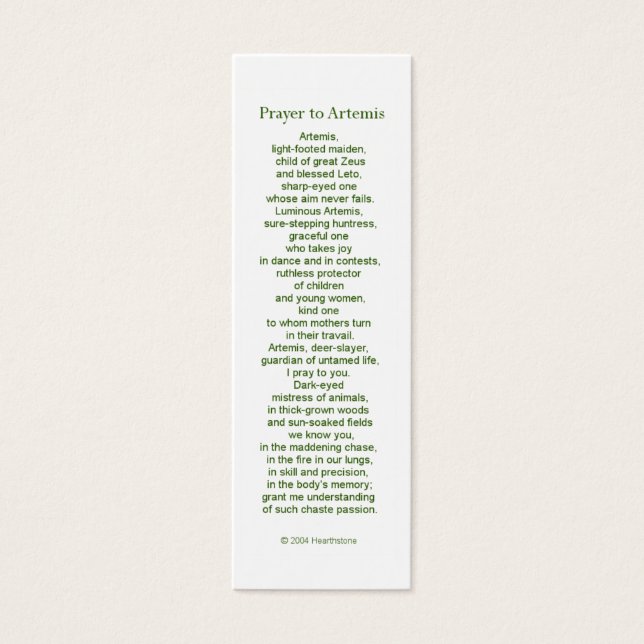 Artemis Prayer Card (Vorderseite)