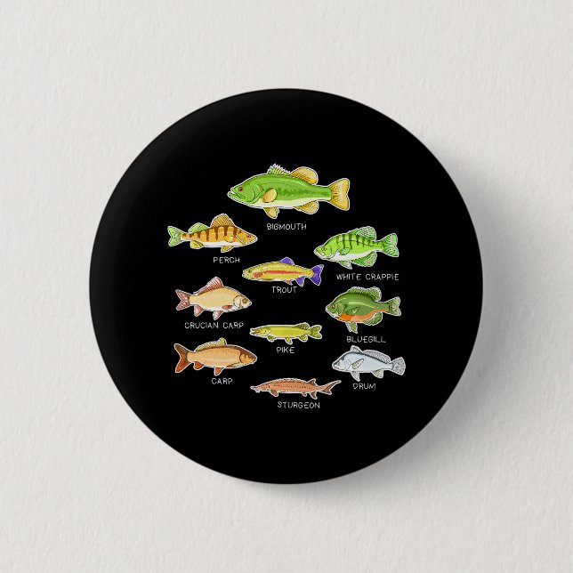 Arten der Süßwasserfischerei Biologische Fischerei Button (Vorderseite)