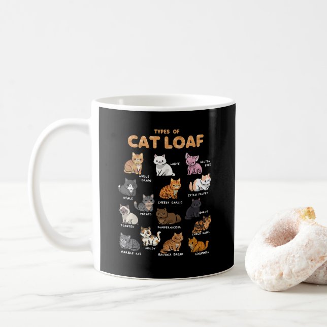 Arten Katzen Loaf Niedlich Kitten Kawaii Katzen Li Kaffeetasse (Mit Donut)