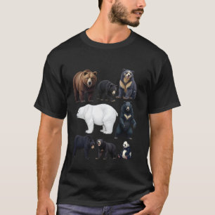 Arten von Bären Wildtier Tierliebhaber Natur Ausbe T-Shirt