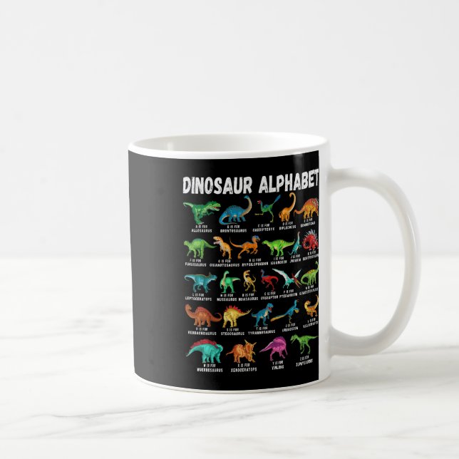Arten von Dinosauriern Alphabet A-z ABC Dino Ident Kaffeetasse (Rechts)