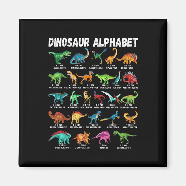 Arten von Dinosauriern Alphabet A-z ABC Dino Ident Magnet (Vorne)