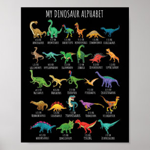 Arten von Dinosauriern Alphabet A-z ABC Dino Ident Poster