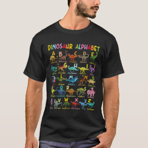 Arten von Dinosauriern Alphabet A-z ABC Dino Ident T-Shirt