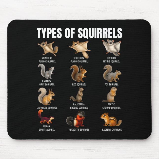 Arten Von Eichhörnchen Identifikationsdiagramm Art Mousepad (Vorne)