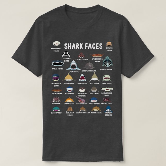 Arten von Haifischen T-Shirt (Design vorne)