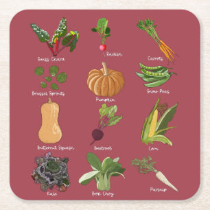 Arten von Herbst Veggies fallen Gemüseernte Rechteckiger Pappuntersetzer