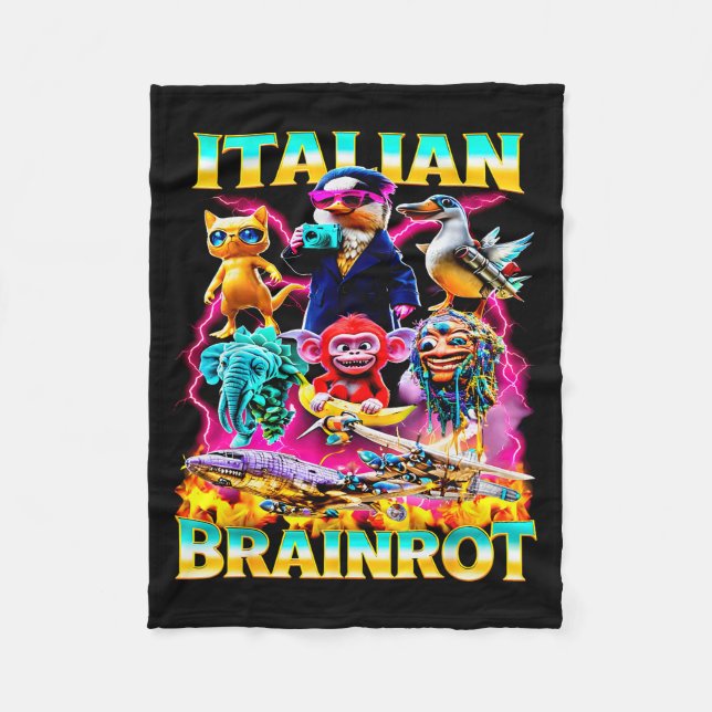 Arten von italienischem Brainrot-Meme-Charakter Ha Fleecedecke (Vorderseite)