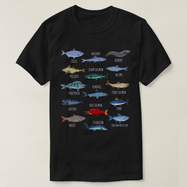 Arten von Salzwasser Fisch Fischart Biologie Fisch T-Shirt (Design vorne)